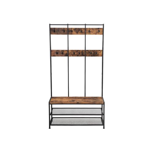 Home & Living Storage & Organisation Shoe Storage Free Standing Metal Coat Rack Hall Tree with 2-Tier with Bench and Shoe Storage 