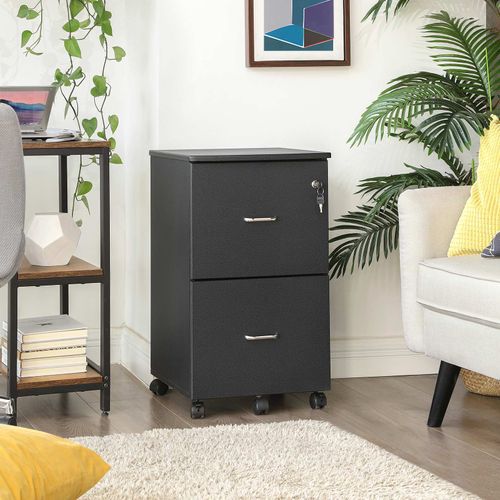 Beech Colour LCD27WN Lockable Pedestal with Adjustable Hanging Rails SONGMICS Mobile File Cabinet with Locks and Drawers 