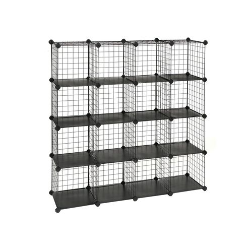 8 Cube garden mile® Cube Metal Wire Interlocking Cabinet & Storage Rack Wire Mesh Black Shelves Space Saving Metal Organiser Portable Adjustable 