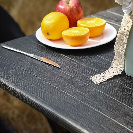 SONGMICS Folding Table, Small Garden Table with Plastic Wood Grain