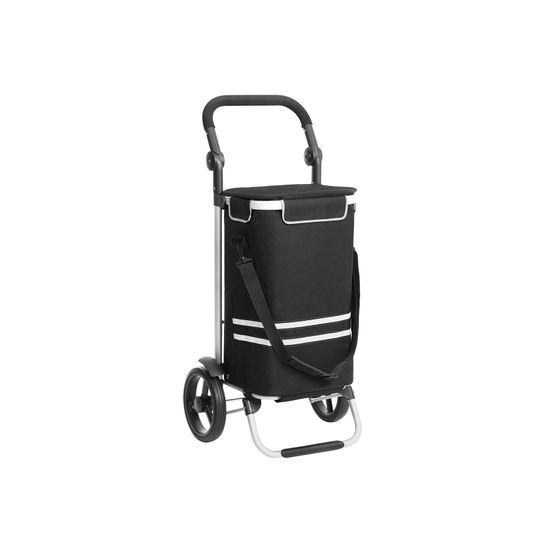 SONGMICS Shopping Trolley, Foldable Shopping Cart, Solid, with Insulated Cooling Bag, Large ...
