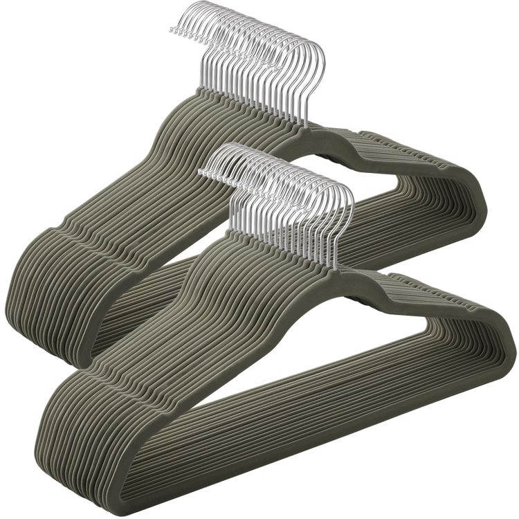 Set of 50 Grey Non-Slip Coat Hangers