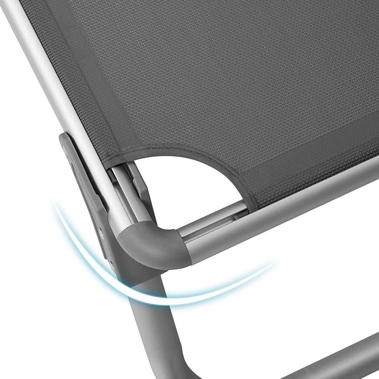 SONGMICS Sun Lounger, Sunbed, Reclining Sun Chair with Sunshade, Adjustable Backrest, Foldable 