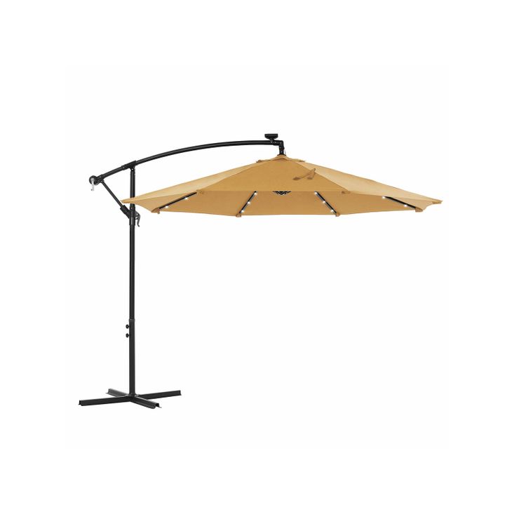 Taupe Parasol Umbrella with LED Lights