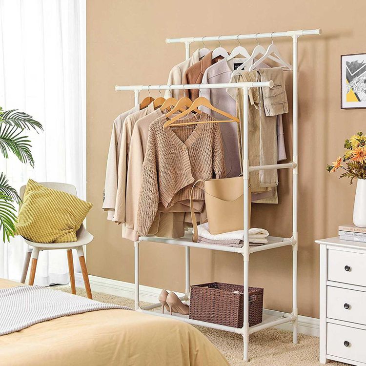 SONGMICS Clothes Rack, Metal Clothing Stand with 2 Hanging Rails and 2 ...