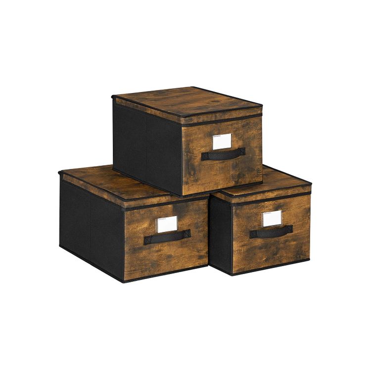 Set of 3 Brown Foldable Storage Organiser Boxes