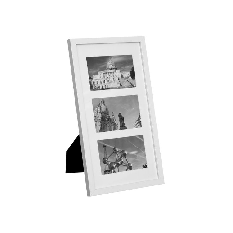 White Triple Picture Frame with Glass Front