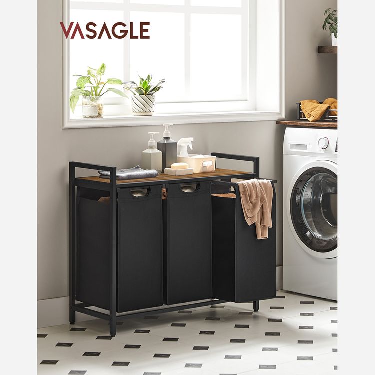 ASAGLE Laundry Basket with 3 PullOut and Removable Bags VASAGLE