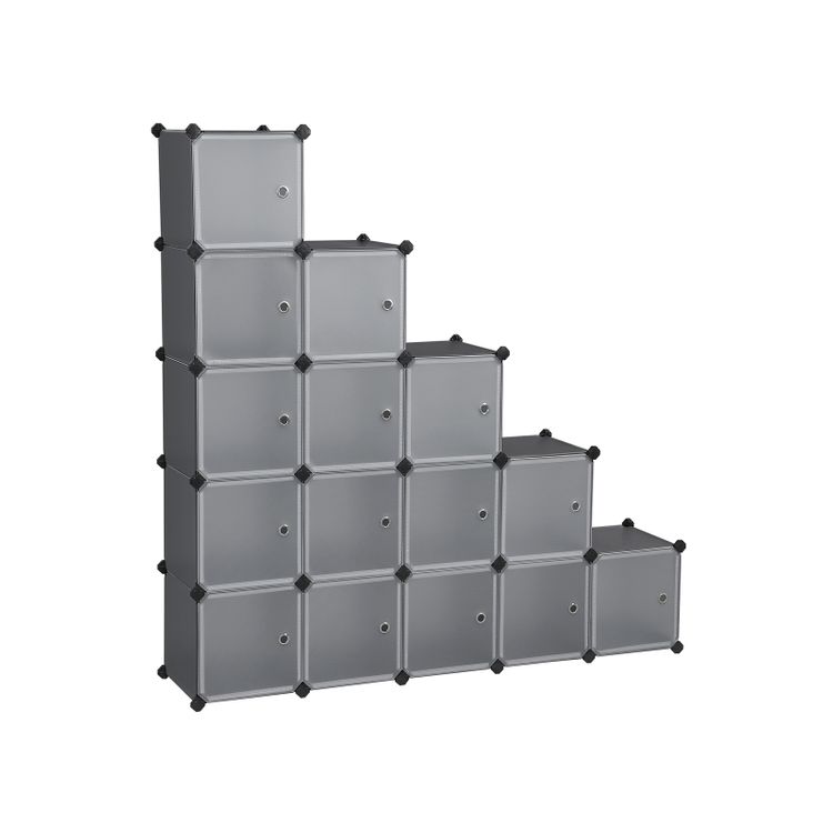 Grey Plastic Cube Storage Organiser with Doors