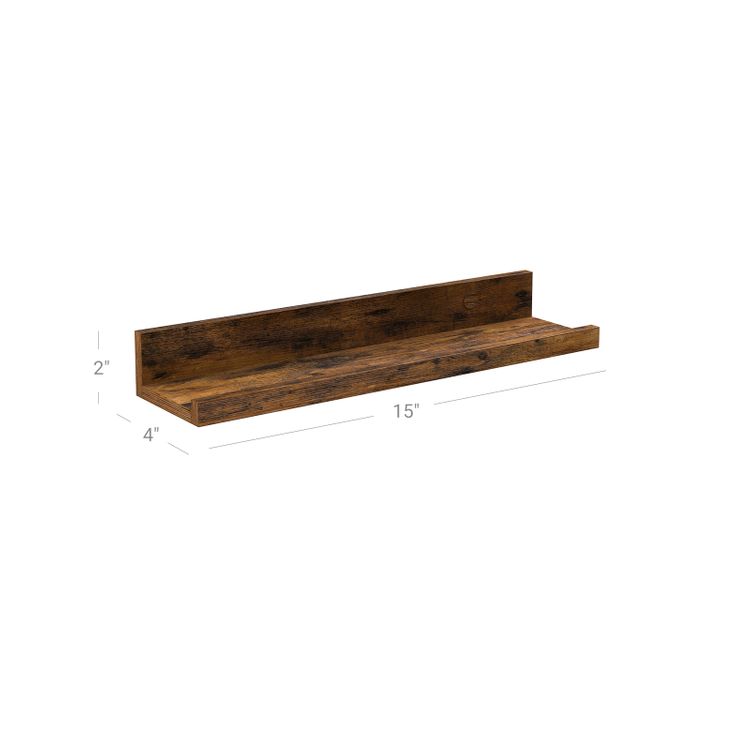 Set of 3 Rustic Brown Wooden Floating Shelves VASAGLE