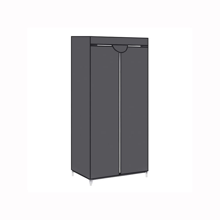 Grey Portable Closet with with Hanging Rail