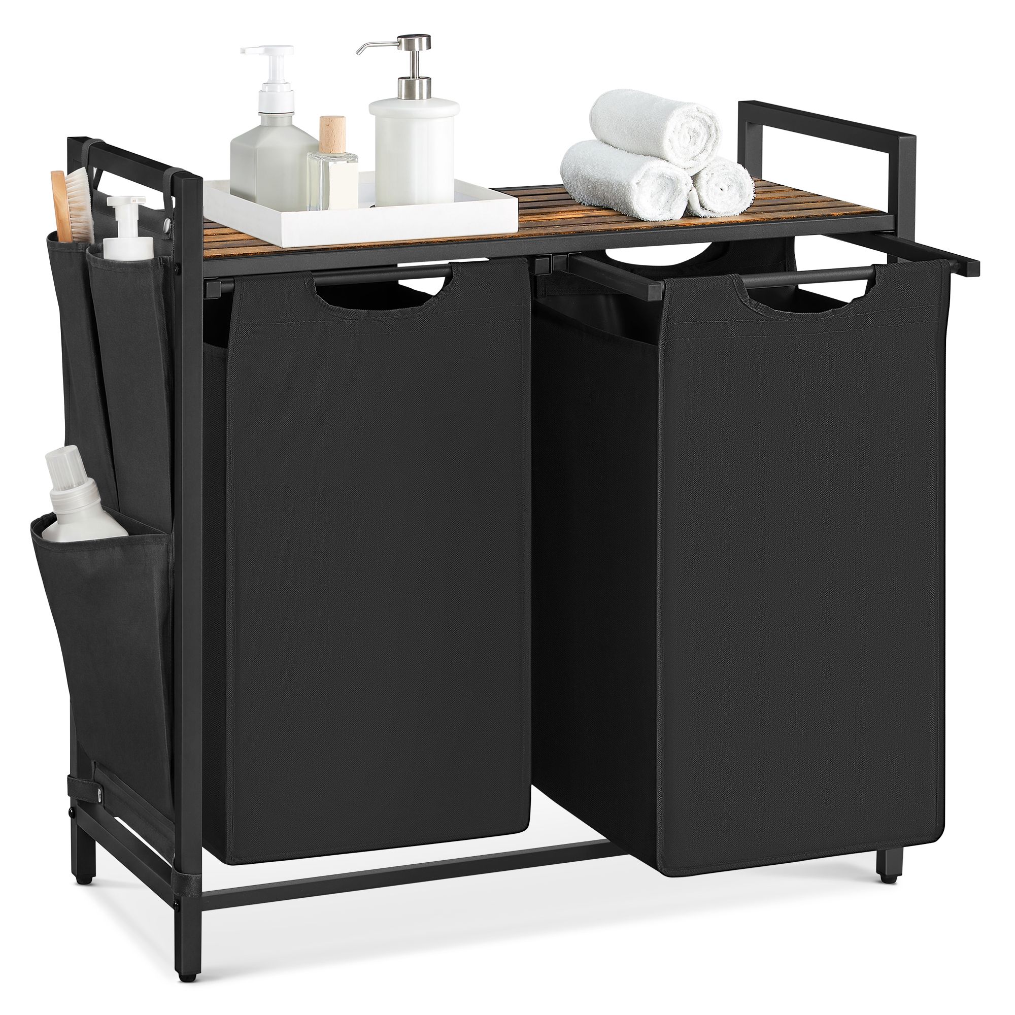 2 compartment laundry basket 2 x 46 l with pull out bags