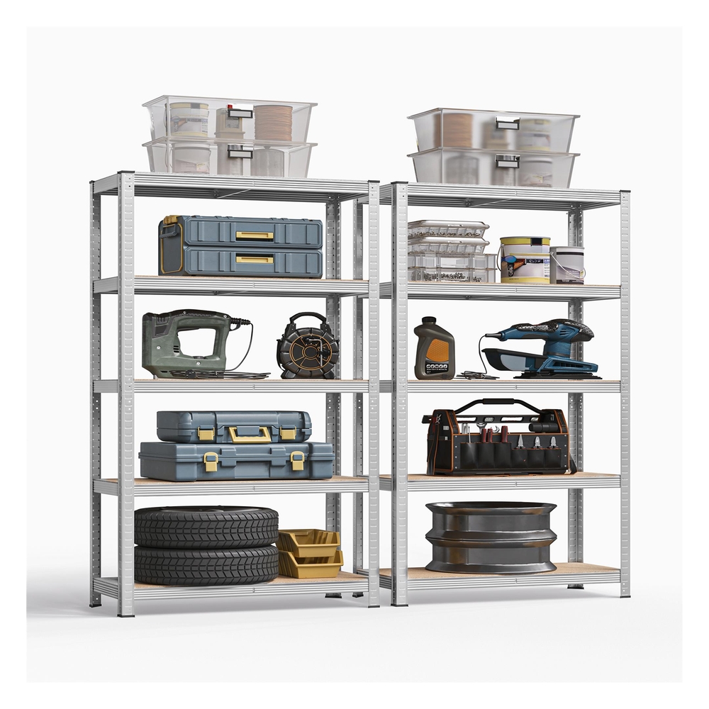 Set of 2 Silver Garage Shelving