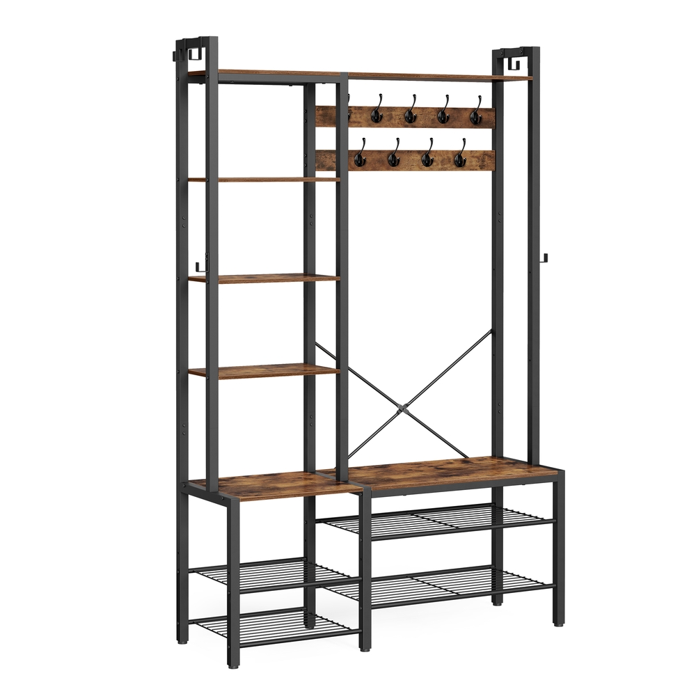 9 Hook Coat Rack with Shoe Bench