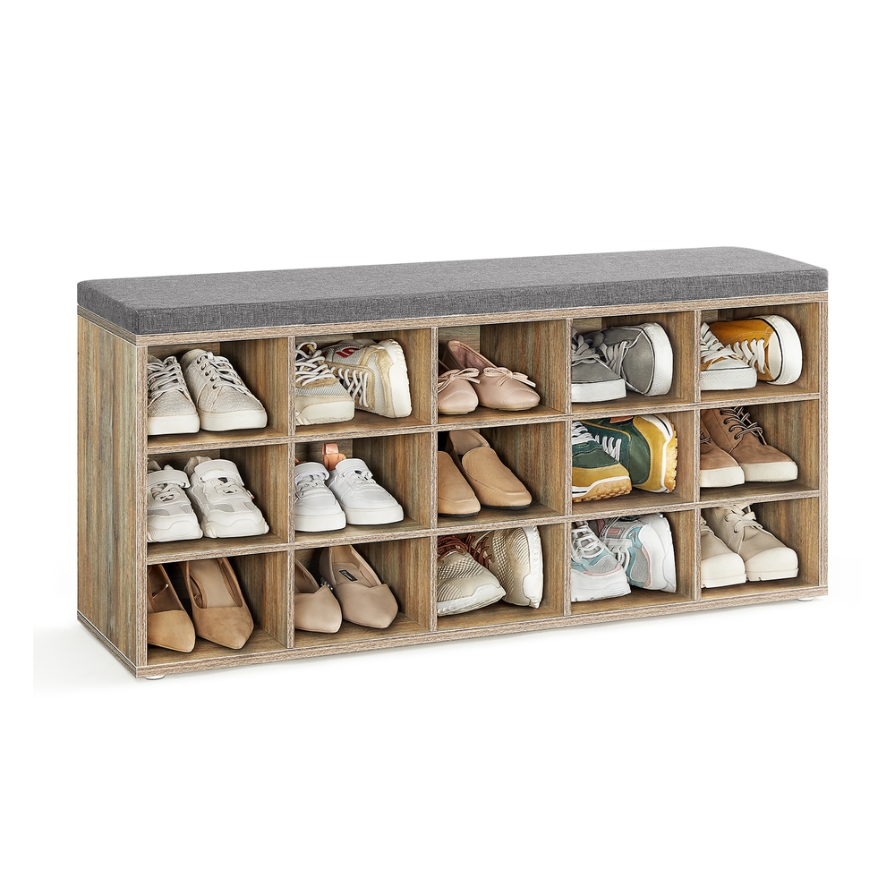 Shoe Storage Bench with 15 Compartments