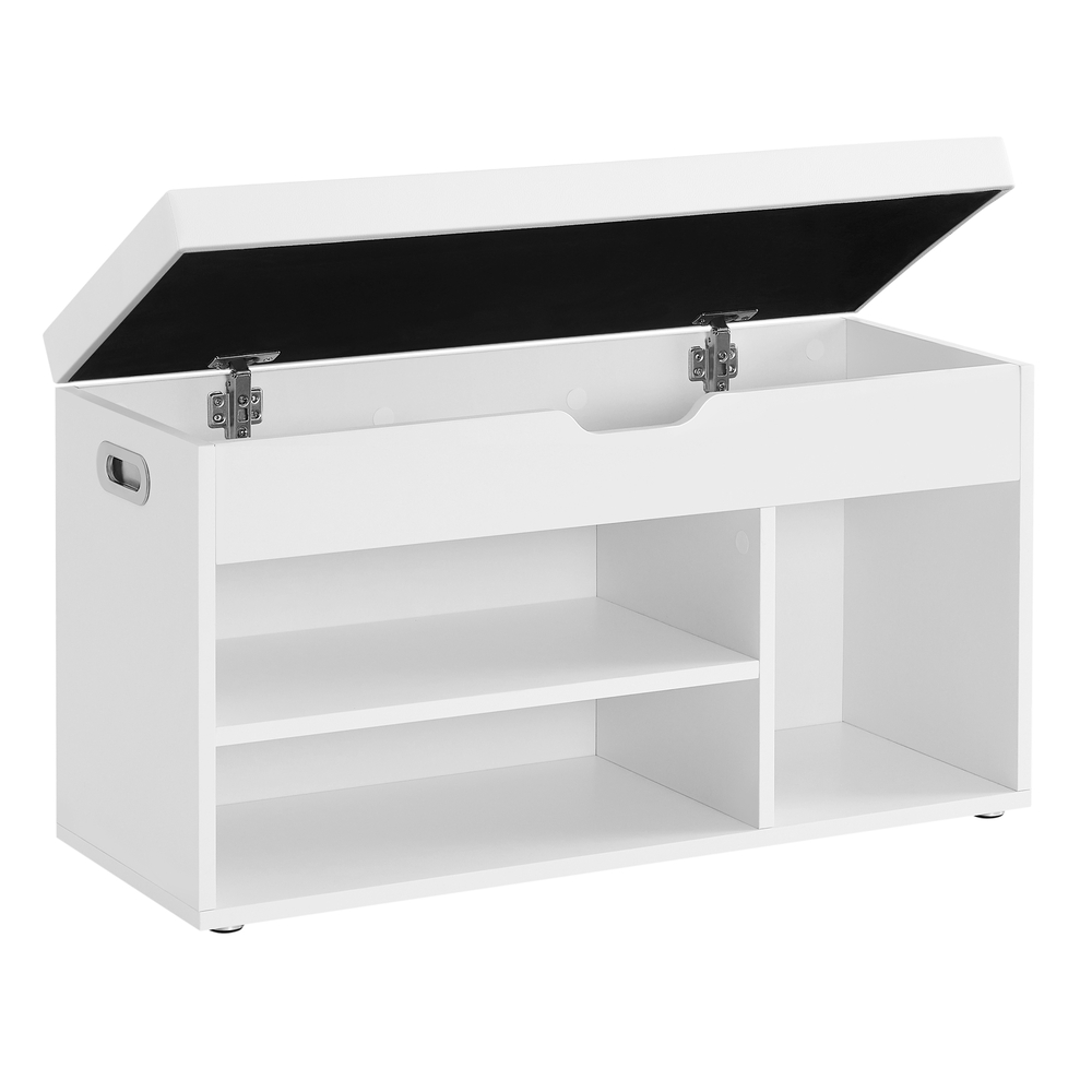 Shoe Bench with Cushion 3 Compartments White