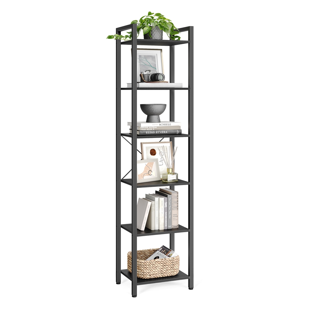 6-Tier Bookshelf, 30 x 40 x 187.5 cm, Black