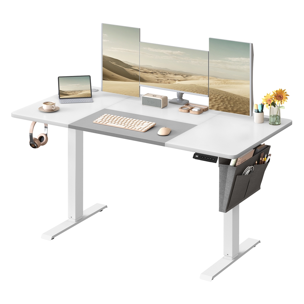 Height Adjustable Desk with 4 Memorable Heights Cloud White