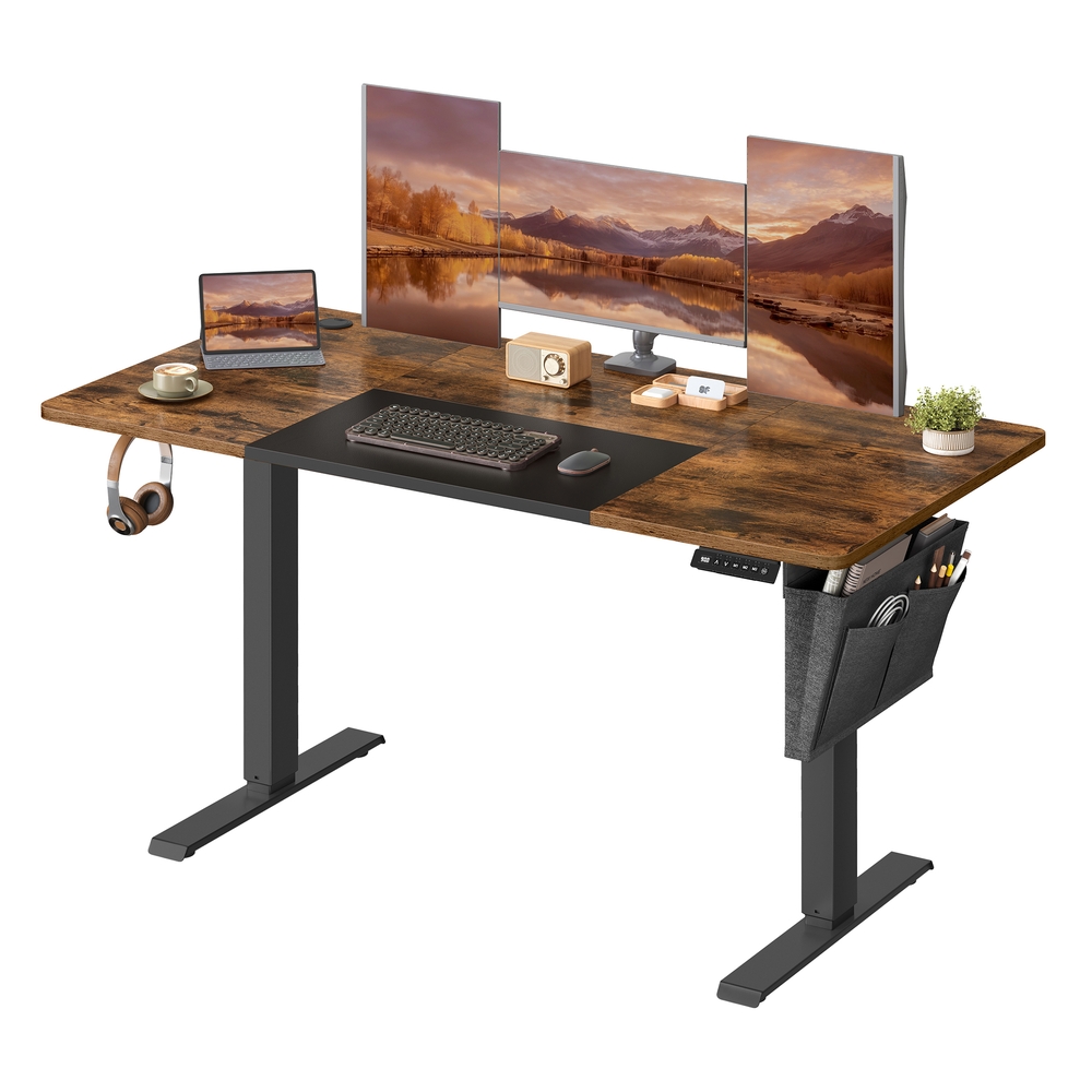 Electric Height Adjustable Standing Desk 120 x 60 cm with Memory Settings, Rustic Brown and Black