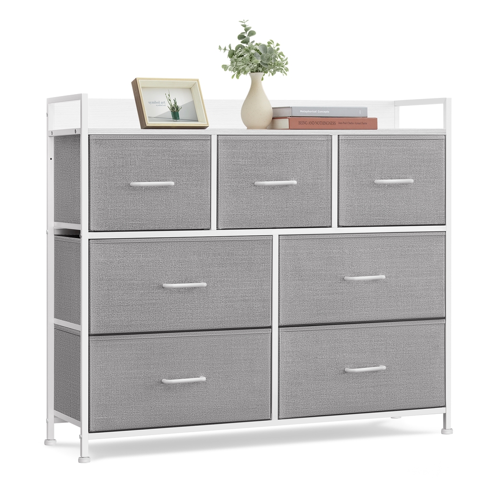 Chest of 7 Drawers Dove Grey and Cloud White