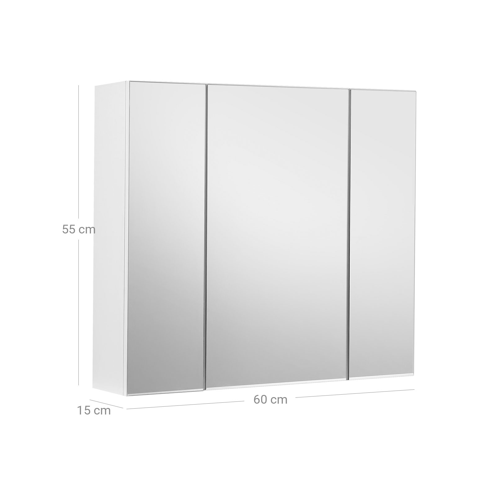 White Wallmounted Storage with 3 Mirrors VASAGLE