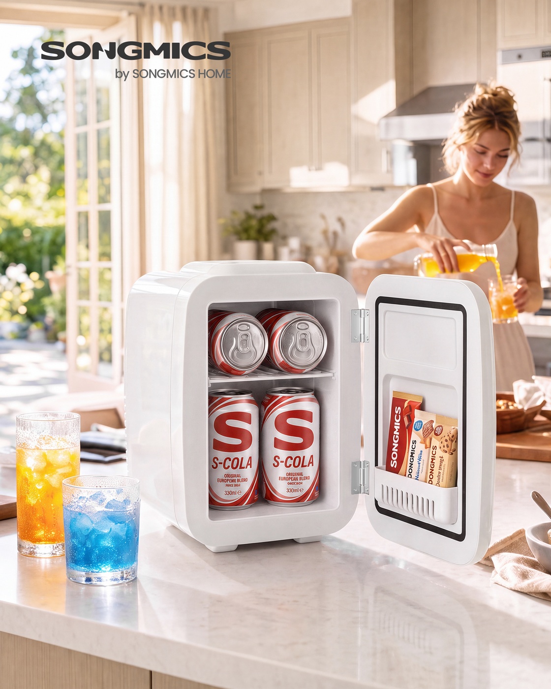 White portable mini fridge cooler and warmer for skincare