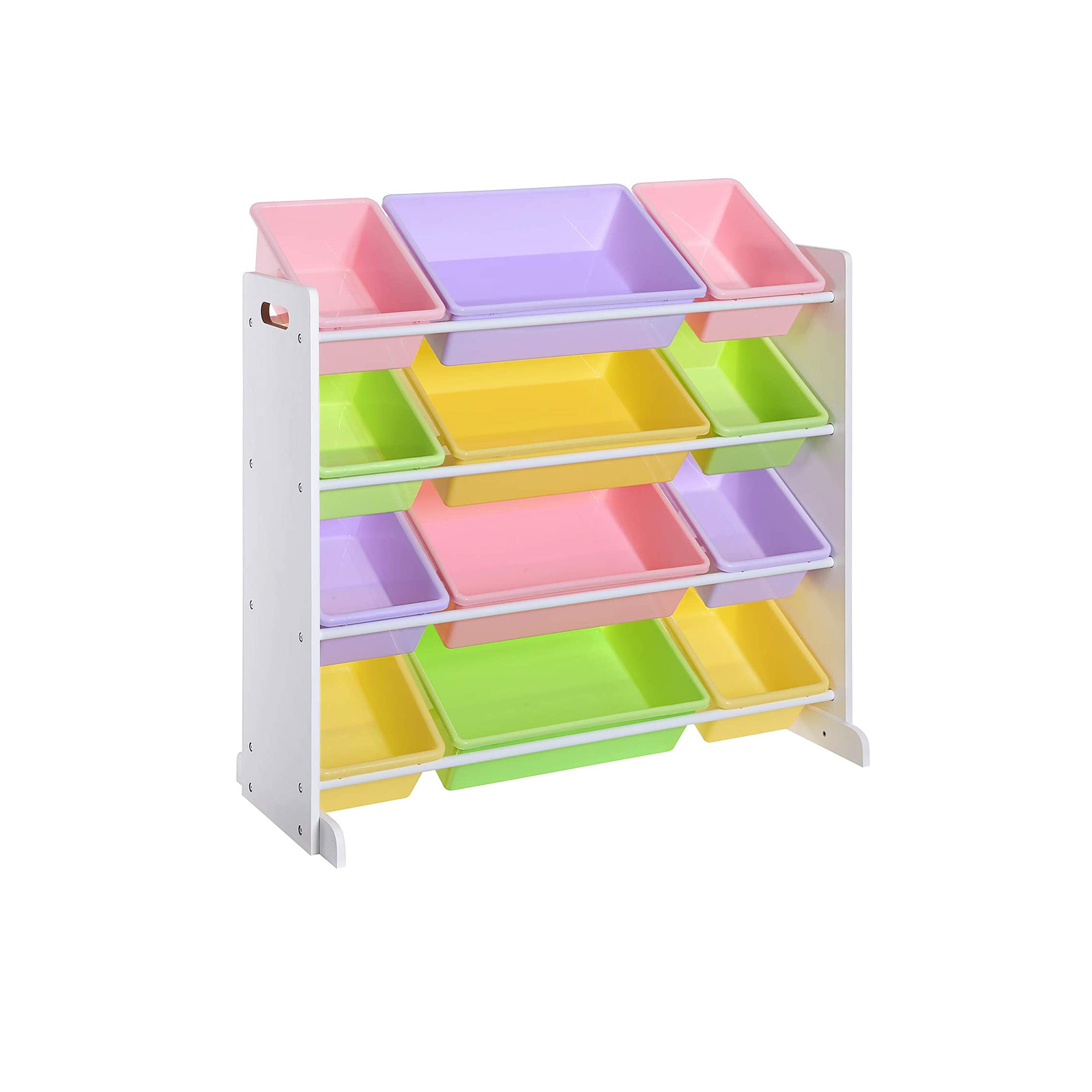 Kid’s Toy Organiser Playroom Display Stand Unit with 12 Removable PP Container Boxes in Candy Colour White SONGMICS Childrens Toy Storage Unit 86 x 26.5 x 78 cm GKR04KL 