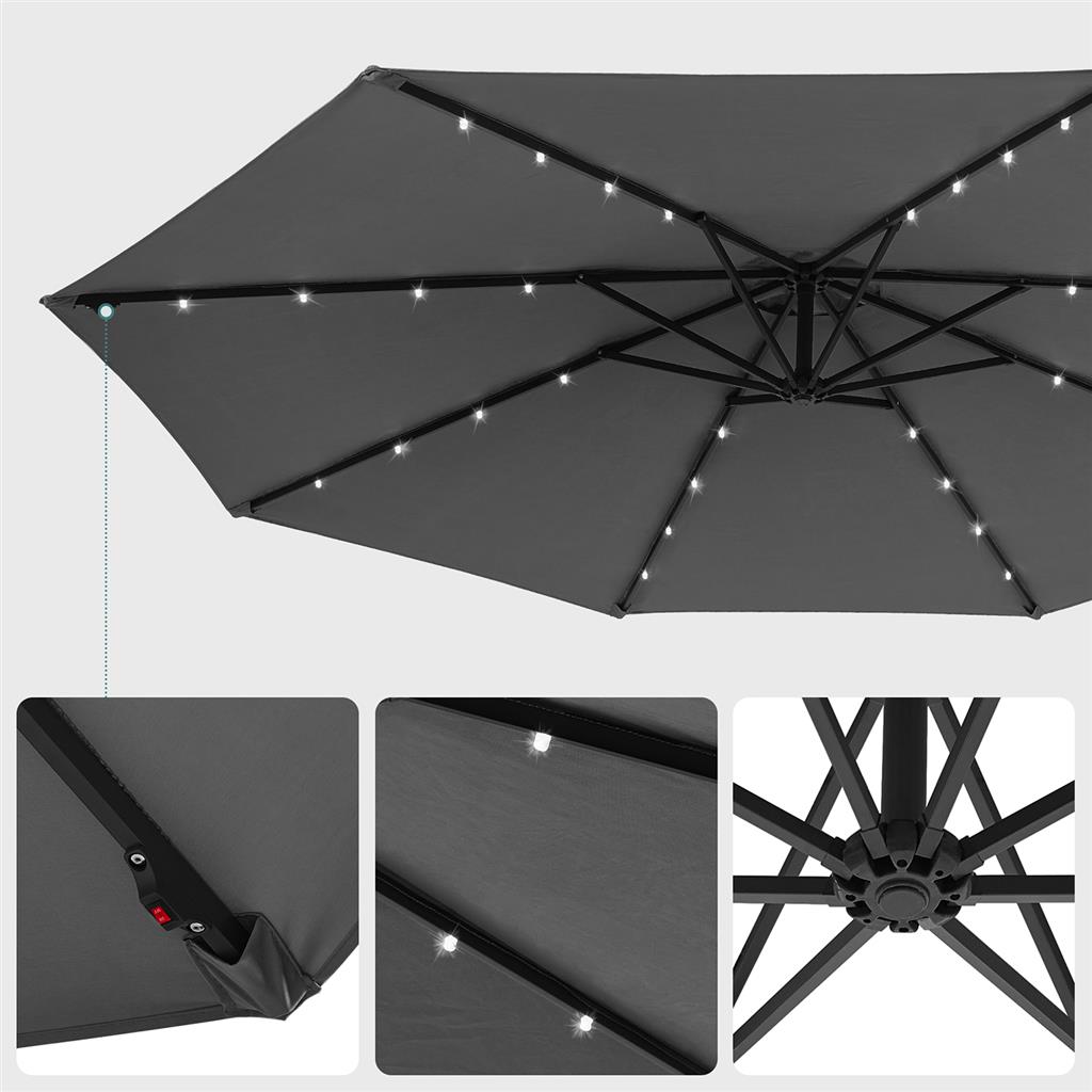 Cantilever Garden Parasol with Lights | SONGMICS