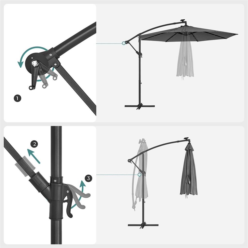Cantilever Garden Parasol with Lights SONGMICS