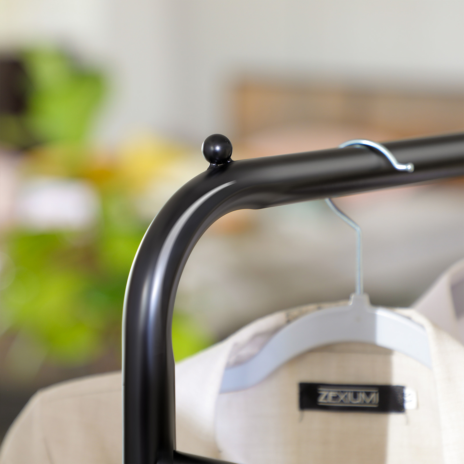 Black Garment Rack with 2 Rails on Wheels SONGMICS