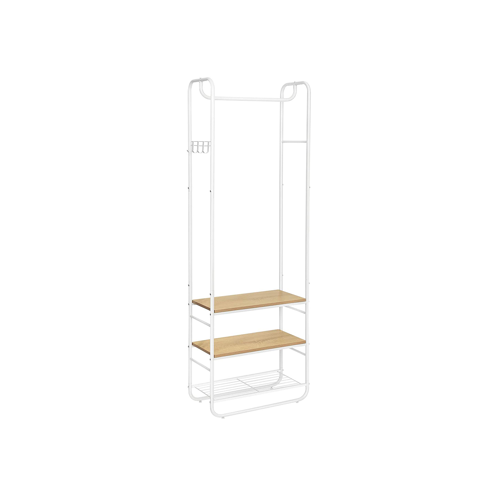 Oak & White Coat Rack with Shoe Rack