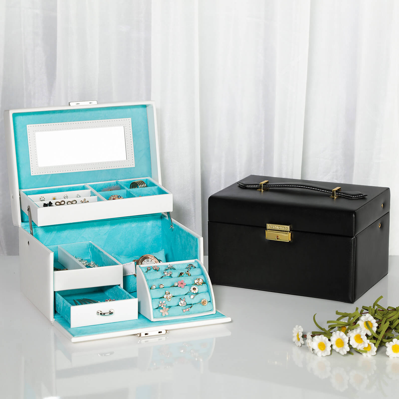 Blue Velvet Jewelry Box Jewelry Box SONGMICS