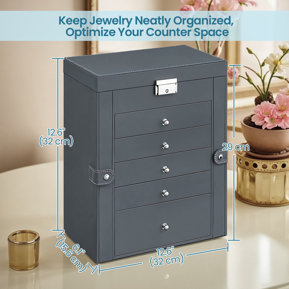 6 Tier Jewelry Box, Jewelry Storage Organizer with 5 Drawers 6 Tier Jewelry Box, Jewelry Storage Organizer with 5 Drawers