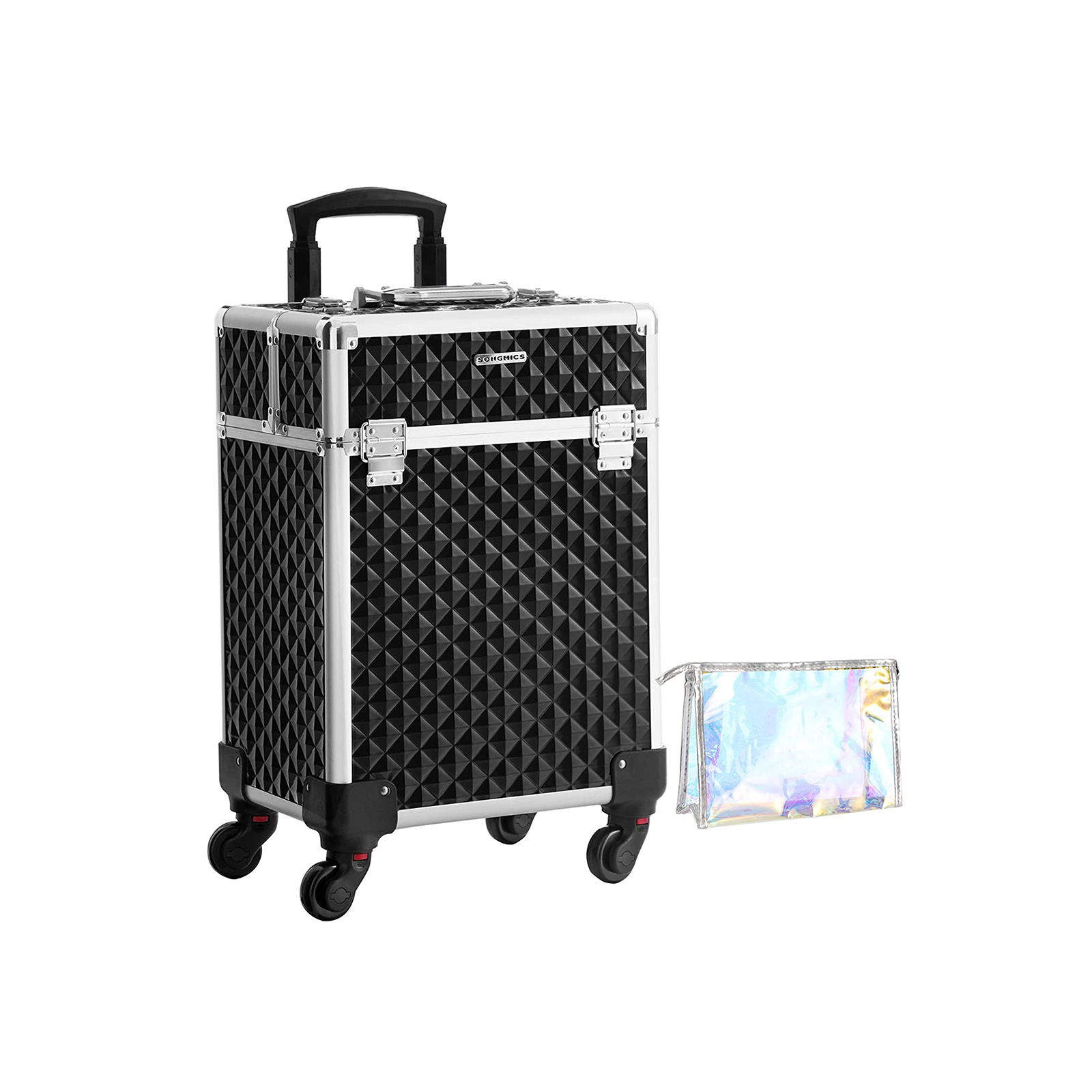 Black Makeup Case on Wheels with Lock