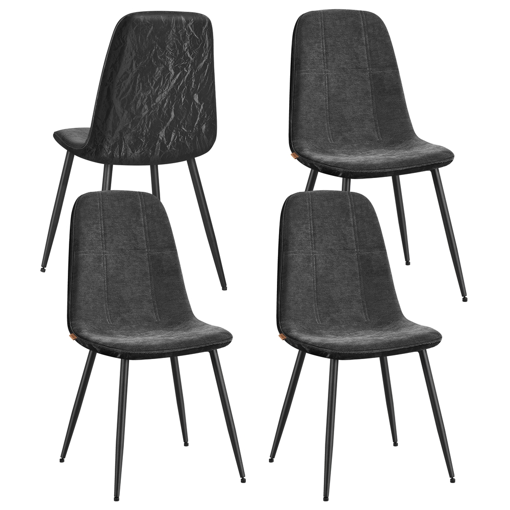 Set of Four Chenille Dining Chairs Slate Grey