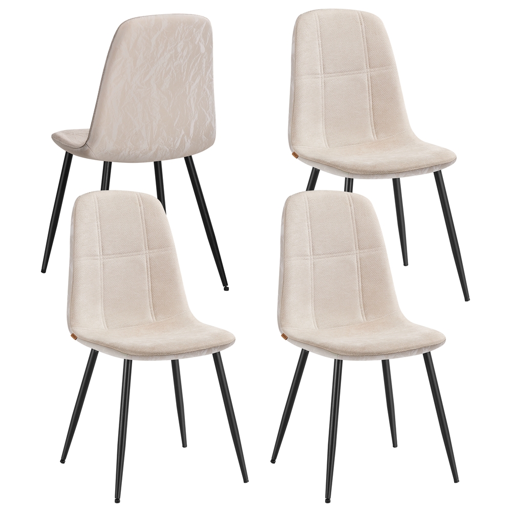Set of Four Chenille Dining Chairs Light Warm White Set of Four Chenille Dining Chairs Light Warm White