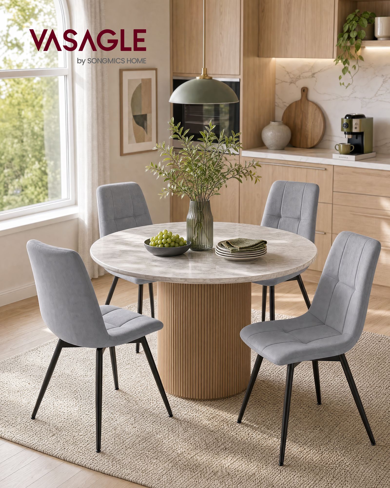 Set of 4 velvet upholstered swivel dining chairs with steel frame slate gray Set of 4 velvet upholstered swivel dining chairs with steel frame slate gray