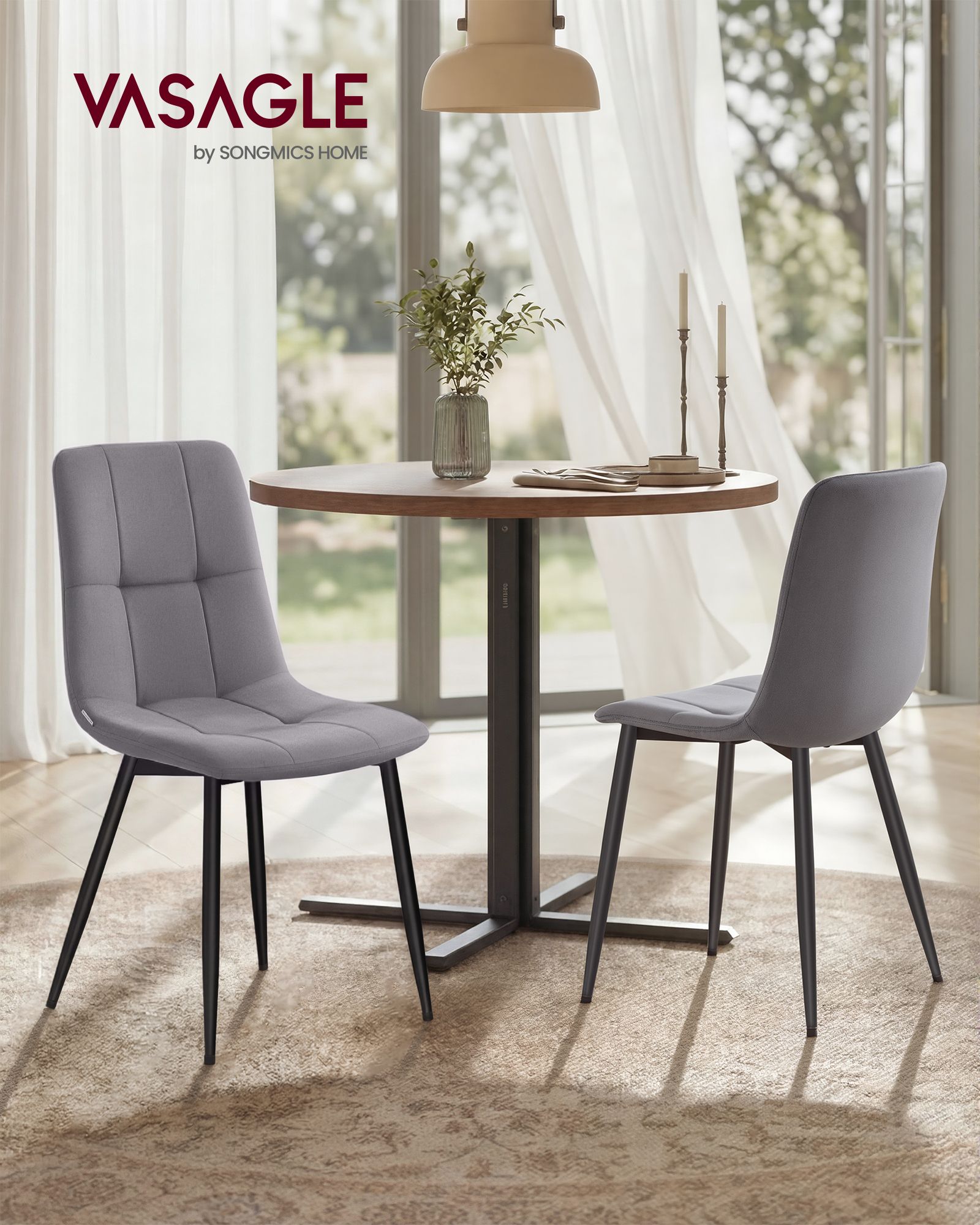 Set of Four Velvet Dining Chairs with Steel Frame Slate Gray