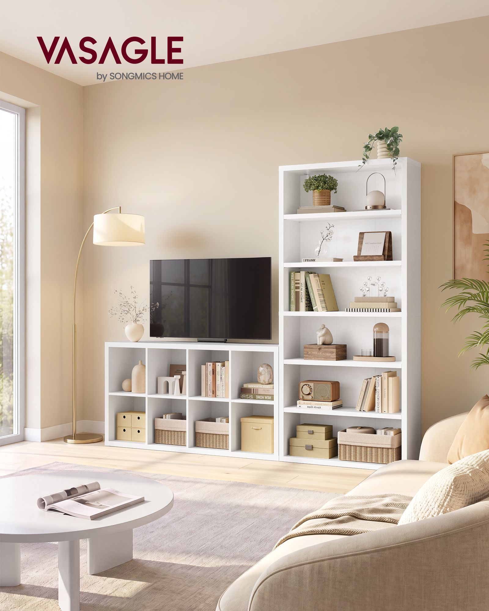 Cloud white 6 tier bookcase with adjustable shelves Cloud white 6 tier bookcase with adjustable shelves