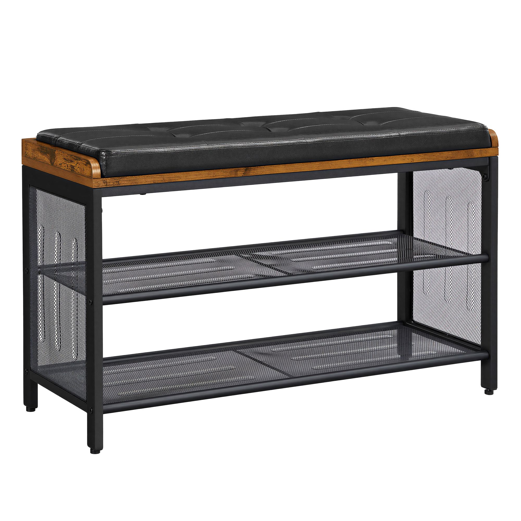 Shoe Bench, Padded Bench with Mesh Shelves Shoe Bench, Padded Bench with Mesh Shelves