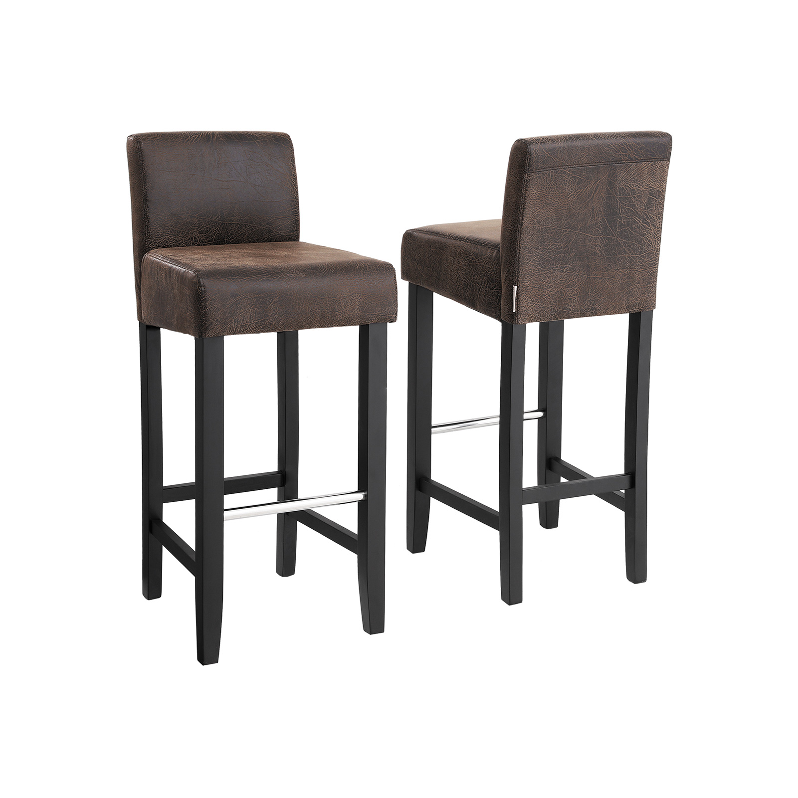 Songmics LDC32BR Bar Stools Padded Low Back PU Seat Height 76 cm Solid