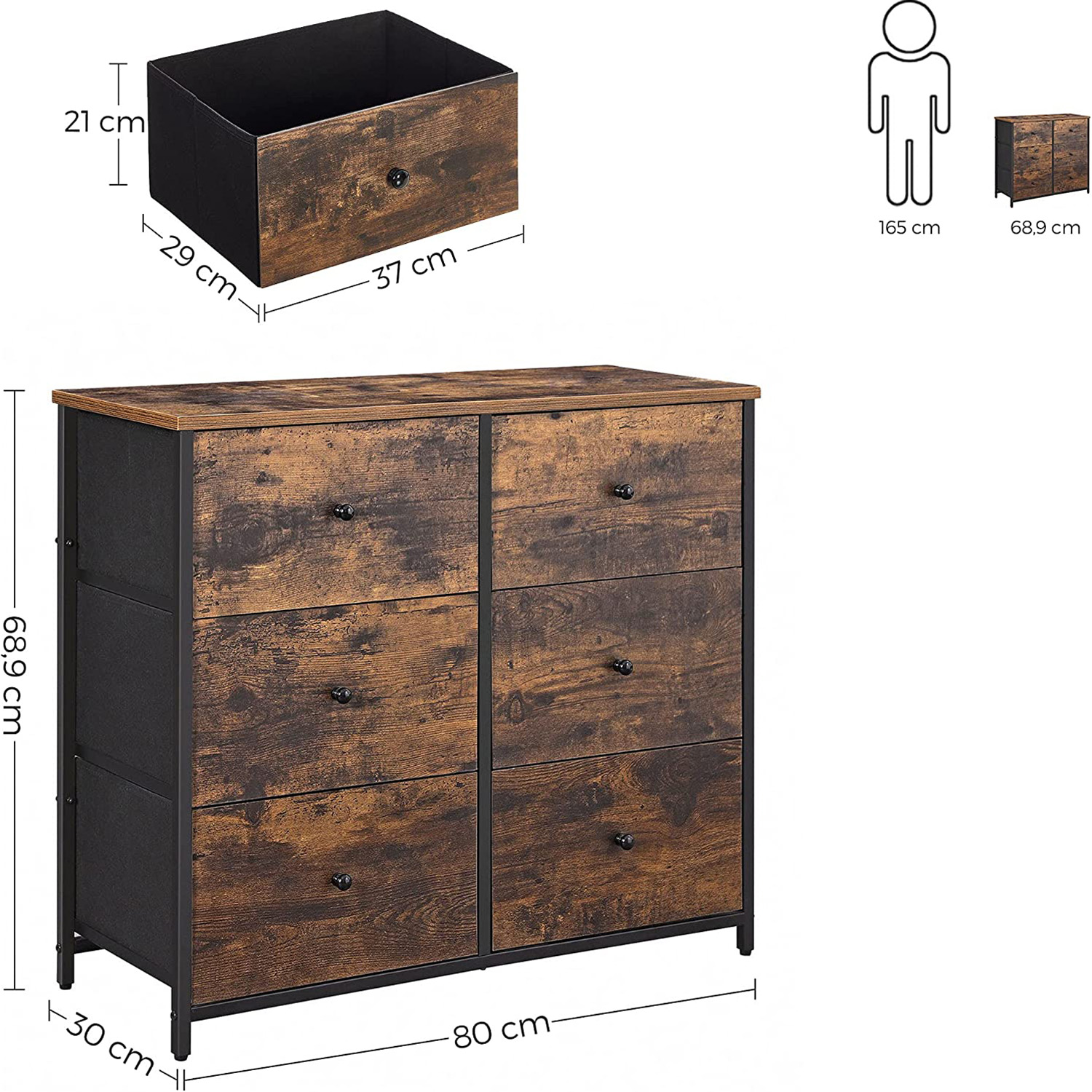 Chest of Drawers with 6 Fabric Drawers SONGMICS