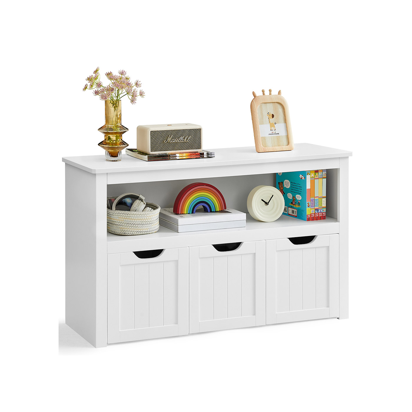 Toy Storage for Kids with Wheels 30 x 102 x 60 cm White Toy Storage for Kids with Wheels 30 x 102 x 60 cm White