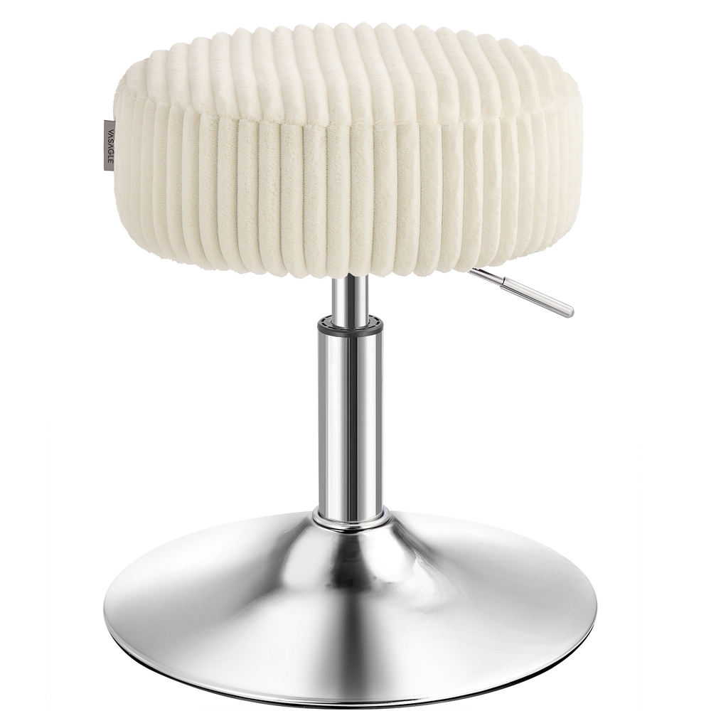 Height Adjustable Plush Swivel Vanity Stool Warm White Height Adjustable Plush Swivel Vanity Stool Warm White