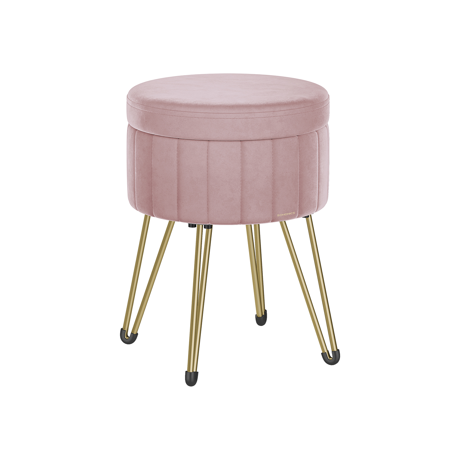 Velvet Round Storage Ottoman with 4 Metal Legs Jelly Pink Velvet Round Storage Ottoman with 4 Metal Legs Jelly Pink