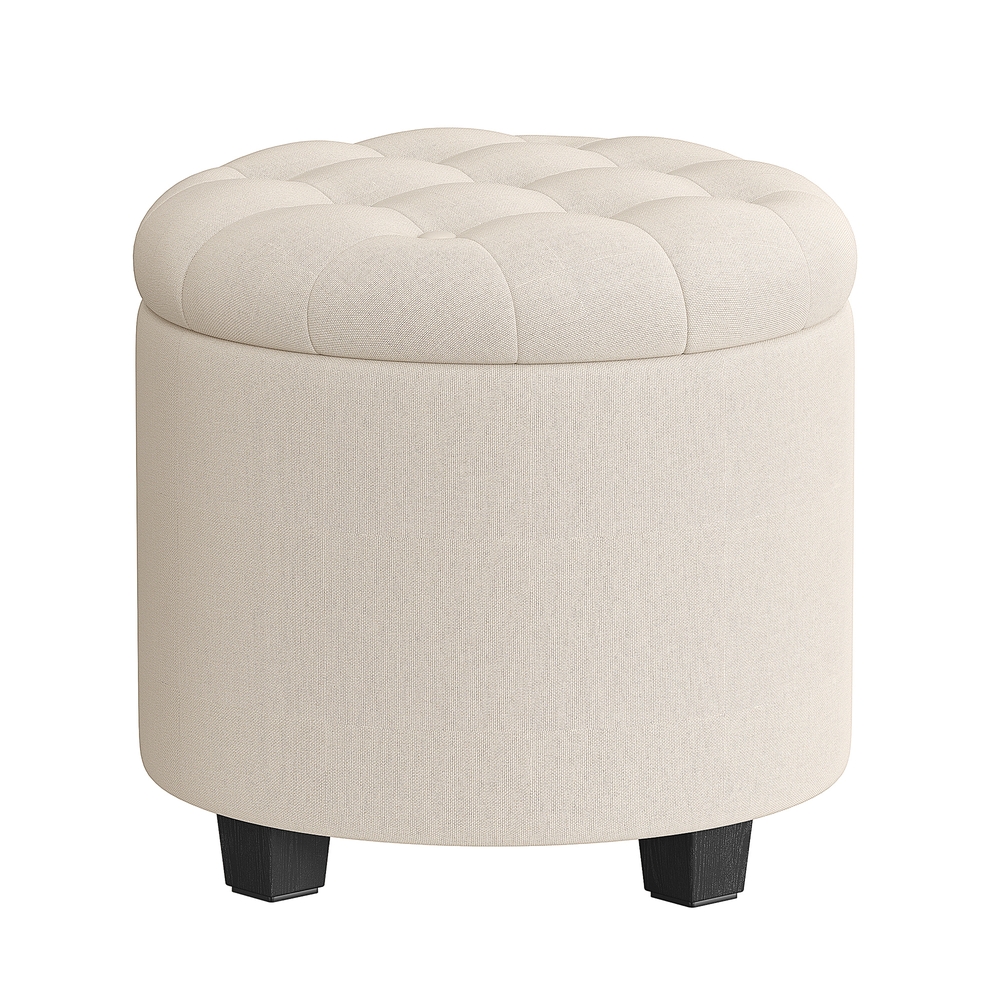 Round ottoman with storage and footrest