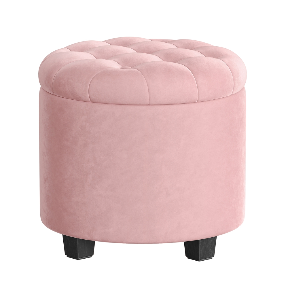 Round ottoman with storage and footrest