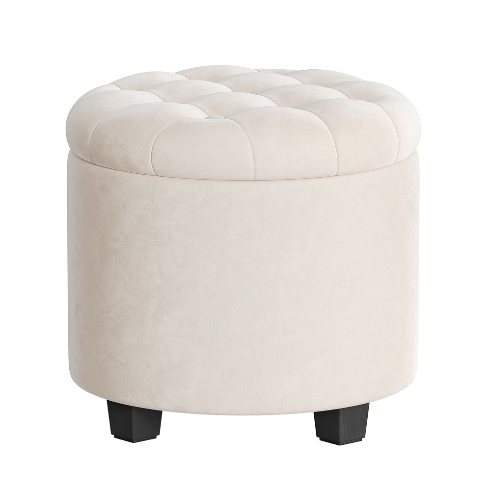 Round ottoman with storage and footrest