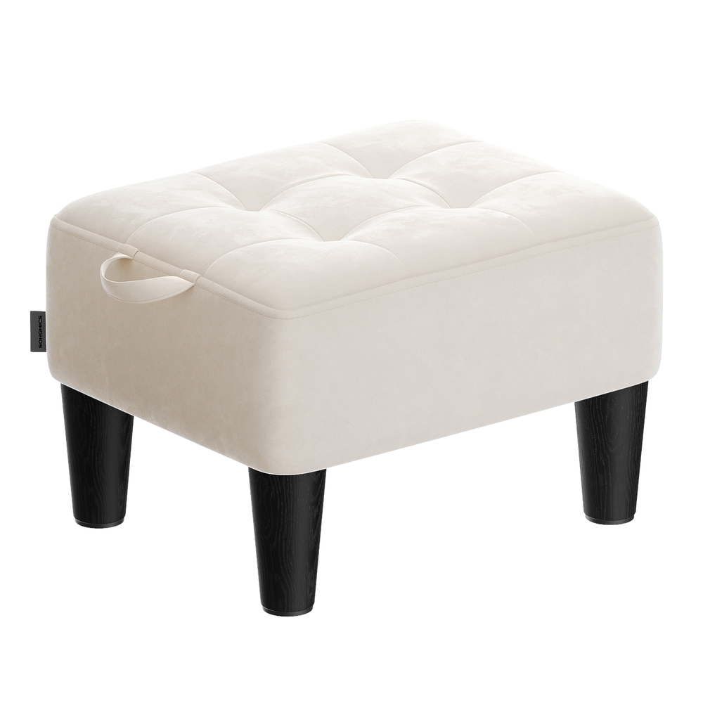 Velvet Ottoman Footstool with Thick Cushion Cappuccino Beige and Ink Black Velvet Ottoman Footstool with Thick Cushion Cappuccino Beige and Ink Black