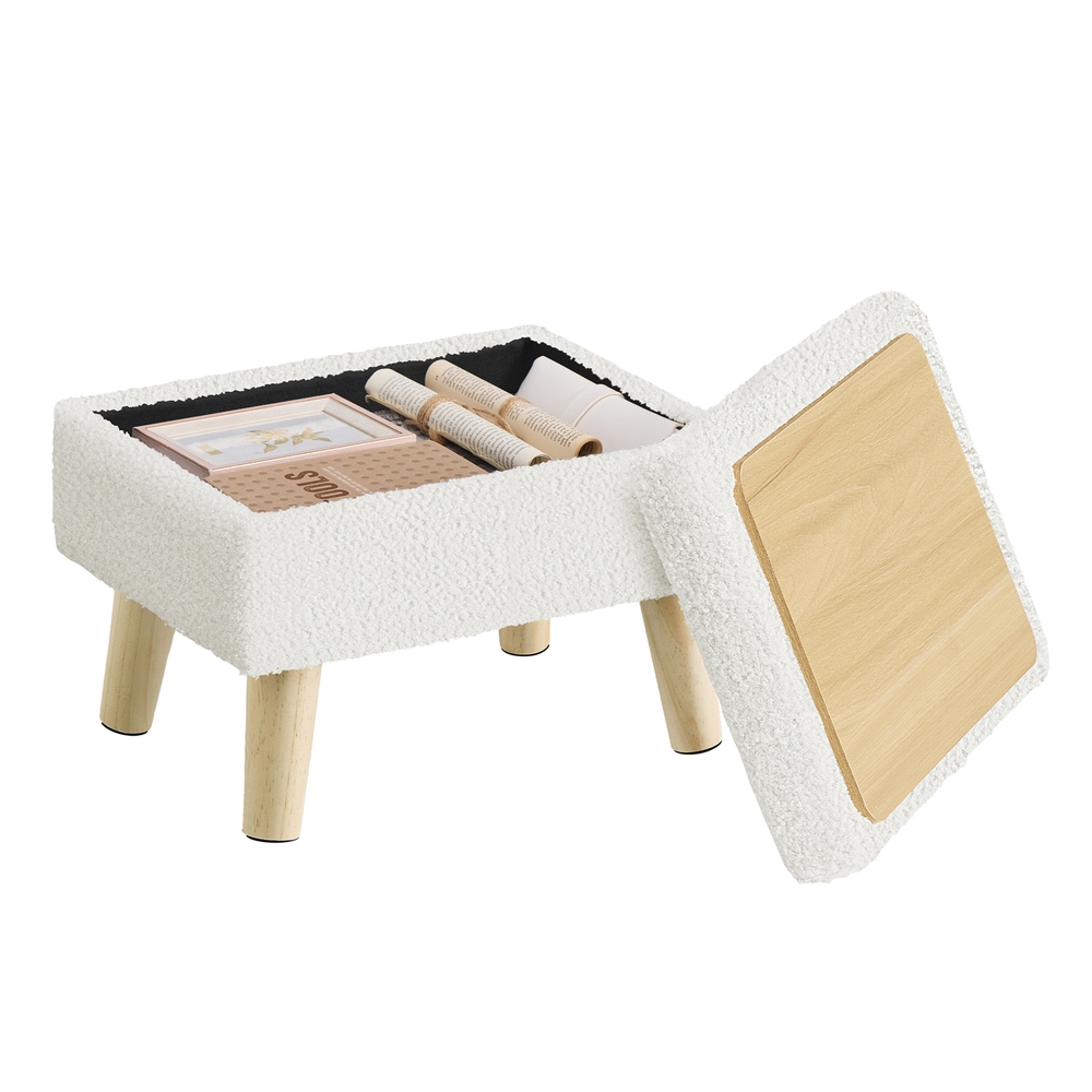 Storage Ottoman Foot Stool 30 x 40 x 29 cm Cream White
